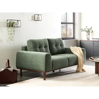 Pohovka 2místná pohovka zelená látka čalouněná dřevěnými nohami obývací pokoj moderní styl Beliani