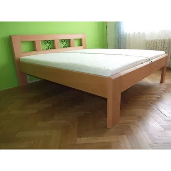 Postel Mivepo IRENA II Dřevěná postel z masivu, bez úložného prostoru Smrk Americká třešeň 140 x 200 cm