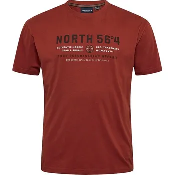 Pánské tričko 43109 NORTH 56°4 hnědé s potiskem krátký rukáv NORTH 56°4 ODE-NO-43109-0739 - 6XL