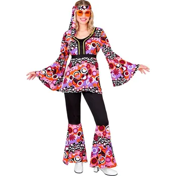 Karnevalový kostým Dámský kostým 70.léta (hippies) vzor bublin - XL