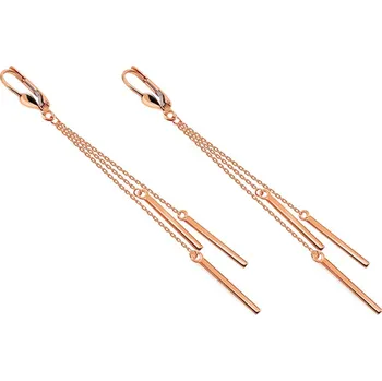 Náušnice Řetízkové náušnice se třemi ozdobami v růžovém zlatě IZ21059R + dárkové balení LUXUS zdarma