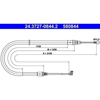 Lanko parkovací brzdy Tažné lanko, parkovací brzda ATE 24.3727-0844.2