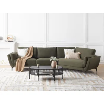 Pohovka Pohovka zelená polyesterová látka čalounění 3místná obloukové sedadlo moderní minimalistický styl obývací pokoj Beliani