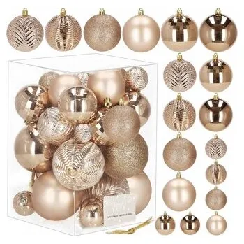 Vánoční dekorace Vánoční baňky zlato-růžové mix - sada 33ks