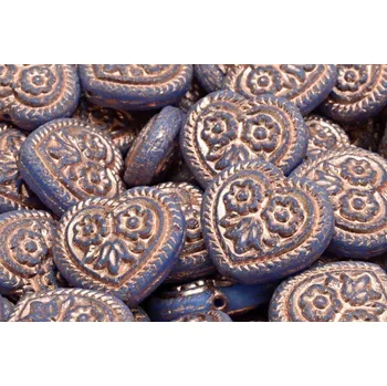 Korálek Korálky Srdíčka s květy č.5317 (17x17mm)