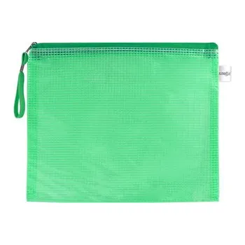 Síťovaná obálka se zipem PVC / A4, zelená