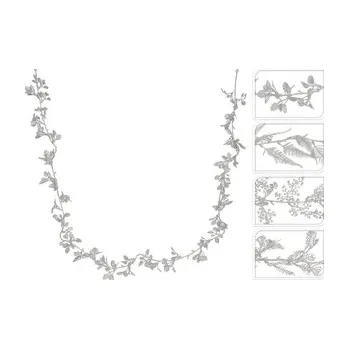 Girlanda stříbrná - větvička s lístky 170 cm, 4 designy