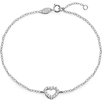 Náramek Náramek se zirkonovým srdíčkem, bílé zlato, 14K IZ20367A + dárkové balení LUXUS zdarma