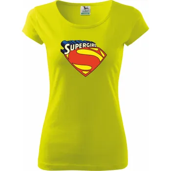 Dámské oblečení ON-DESIGN Dámské tričko se SUPERGIRL Velikost: 2XL, Barva: limetková
