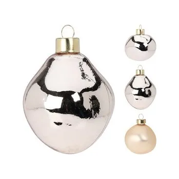 Vánoční dekorace Vánoční ozdoba skleněná 60 mm, šampaň zlatá - sada 3 ks