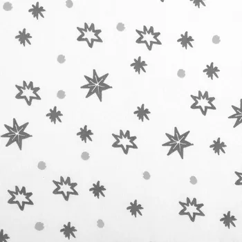 Pro Háčkování Dekorační vánoční bavlněná látka bílá s hvězdičkami