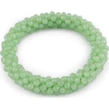 Náramek Náramek / gumička z broušených korálků, barva 6 zelená lipová