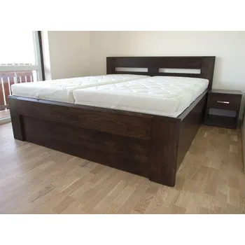 Postel Mivepo LUCIE Dřevěná postel z masivu, s úložným prostorem Javor Bez moření 100 x 200 cm