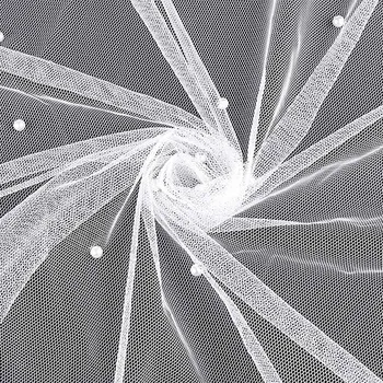 Pro Háčkování Tyl jemný s perličkami bílý