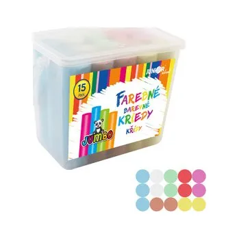 Křídy barevné/chodníkové, kulaté 15 ks - plastový box