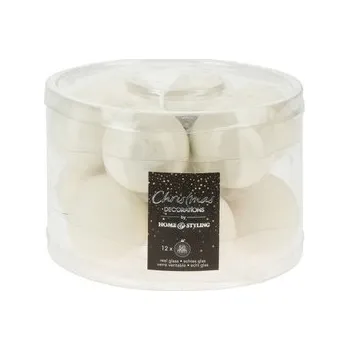 Vánoční dekorace Vánoční koule 50 mm skleněné 12 ks bílé