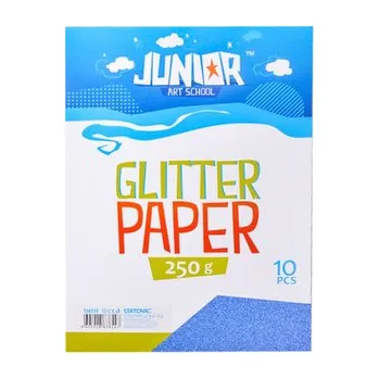 Papír Dekorační papír A4 10 ks modrý glitter 250 g