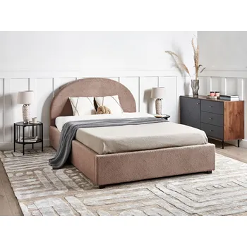 Postel Postel s úložným prostorem taupe čalouněná buklé 140 x 200 cm minimalistická retro design Beliani