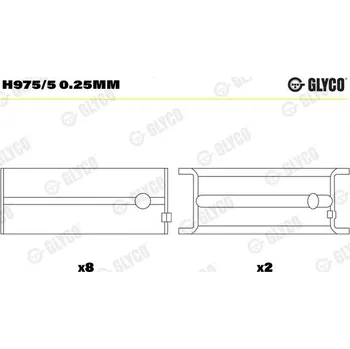 Kliková hřídel Hlavní ložiska klikového hřídele GLYCO H975/5 0.25mm