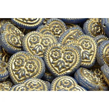 Korálek Korálky Srdíčka s květy č.5316 (17x17mm)