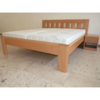 Postel Mivepo KLÁRA Dřevěná postel z masivu, s úložným prostorem Borovice Bez moření 180 x 190 cm