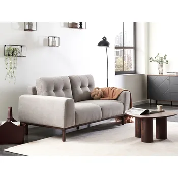 Pohovka 2místná pohovka světle šedá látka čalouněná dřevěnými nohami obývací pokoj moderní styl Beliani