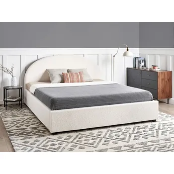 Postel Postel s úložným prostorem krémově bílá čalouněná buklé 180 x 200 cm minimalistická retro design Beliani