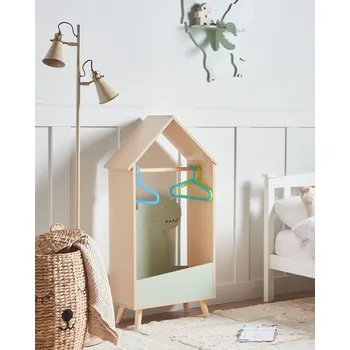 Věšák Věšák na oblečení s úložným prostorem světle hnědé dřevo světle zelená borovice MDF dinosaurus moderní styl skladování dětský pokoj Beliani