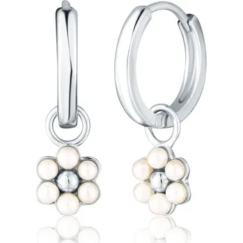 Náušnice Stříbrné náušnice s kytičkou s perličkami