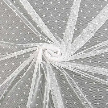 Pro Háčkování Elastický tyl s puntíky smetanově bílý