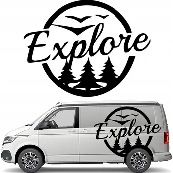 Samolepicí dekorace na vozidlo SAMOLEPKA na auto karavan MOTIV PROZKOUMEJ LES PTAKY 43x56