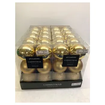 Vánoční dekorace Vánoční koule 80 mm, směs zlatých barev (sada 6 ks)