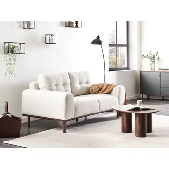 Pohovka 2místná pohovka světle béžová látka čalouněná dřevěnými nohami obývací pokoj moderní styl Beliani