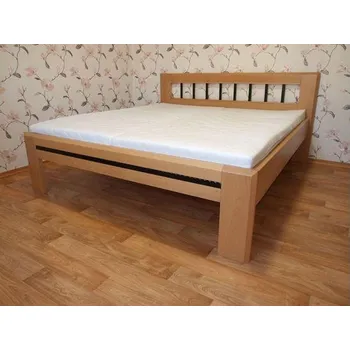 Postel Mivepo ANETA Dřevěná postel z masivu, bez úložného prostoru Smrk Bez moření 160 x 195 cm