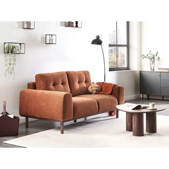 Pohovka 2místná pohovka zlatohnědá látka čalouněná dřevěnými nohami obývací pokoj moderní styl Beliani