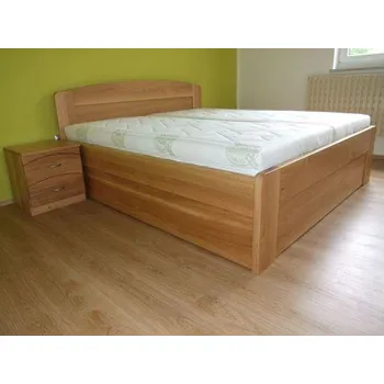 Postel Mivepo JANA Dřevěná postel z masivu, s úložným prostorem Borovice Bez moření 90 x 200 cm