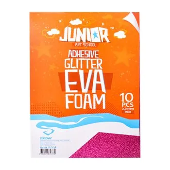 Dekorační pěna A4 EVA 10 ks růžová samolepicí glitter 2,0 mm