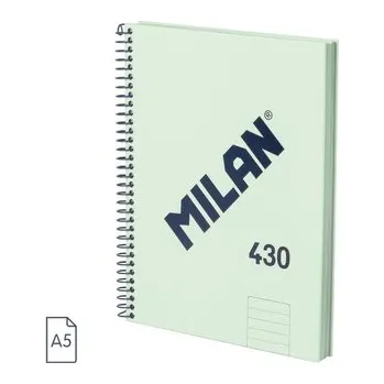 Blok Blok linkovaný se spirálou A5 MILAN 80 listů, zelený