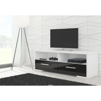 Televizní stolek Televizní stolek Roma bílá/černý lesk