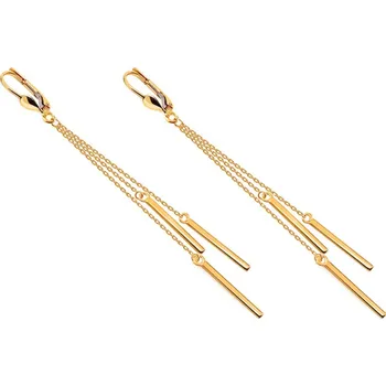 Náušnice Řetízkové náušnice se třemi ozdobami ve žlutém zlatě IZ21059 + dárkové balení LUXUS zdarma