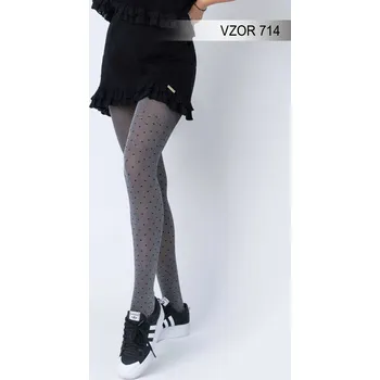 Dámské punčochy Dámské vzorované punčocháče vzor 714 šedá MY BEST NOA Varianta: černá, vel. 3