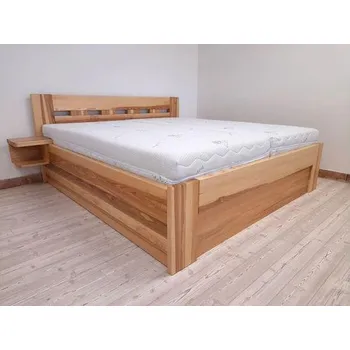 Postel Mivepo EDITA Dřevěná postel z masivu, s úložným prostorem Buk (pařený) Bez moření 140 x 200 cm