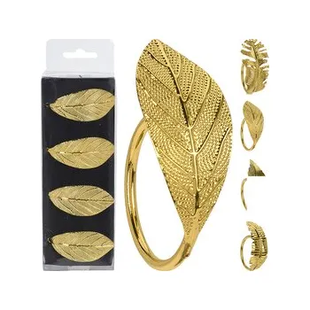 Papírový ubrousek Dekorační obroučky na ubrousky - List zlatý, sada 4 ks