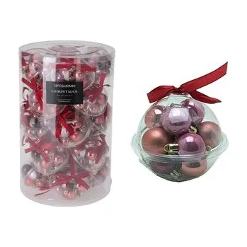 Vánoční dekorace Vánoční koule 30 mm - růžová (sada 12 ks)