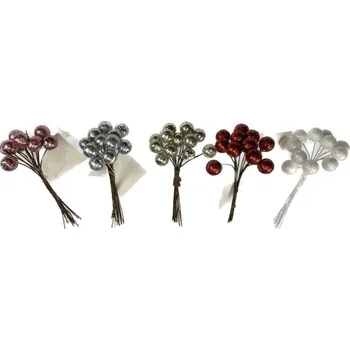 Dekorace - kuličky glitter pr. 1cm x12 Barva: stříbrná