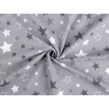 Galanterie Bavlněný flanel hvězdy, barva 2 (366) šedá