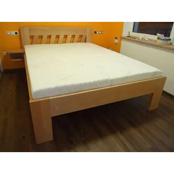 Postel Mivepo AMANDA Dřevěná postel z masivu, bez úložného prostoru Smrk Bez moření 180 x 200 cm