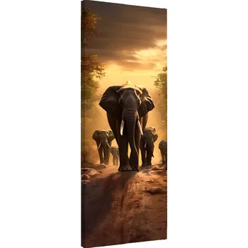 Obraz OBRAZ DO OBÝVÁKU Stádo slonů NA PLÁTNĚ 50x150