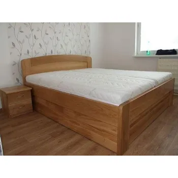 Postel Mivepo PETRA Dřevěná postel z masivu, s úložným prostorem Borovice Palisandr 90 x 200 cm