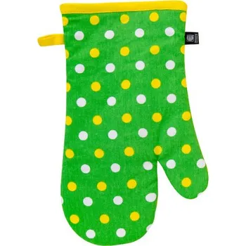 Chňapka DÁREK, Kuchyňská bavlněná rukavice chňapka PRIMAVERA 1 kus, zelená/žlutá, 18x30 cm, 100% BAVLNA